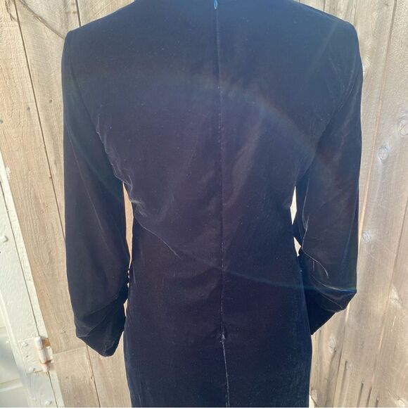 ZARA DRAPED VELVET MIDI DRESS BLACK SZ small NWT - Picture 14 of 16